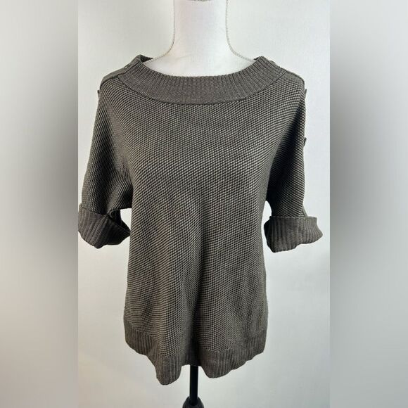 Worth Vintage 100% Wool Knit Sweater Size Large Button Details Boat Neck - Picture 1 of 8